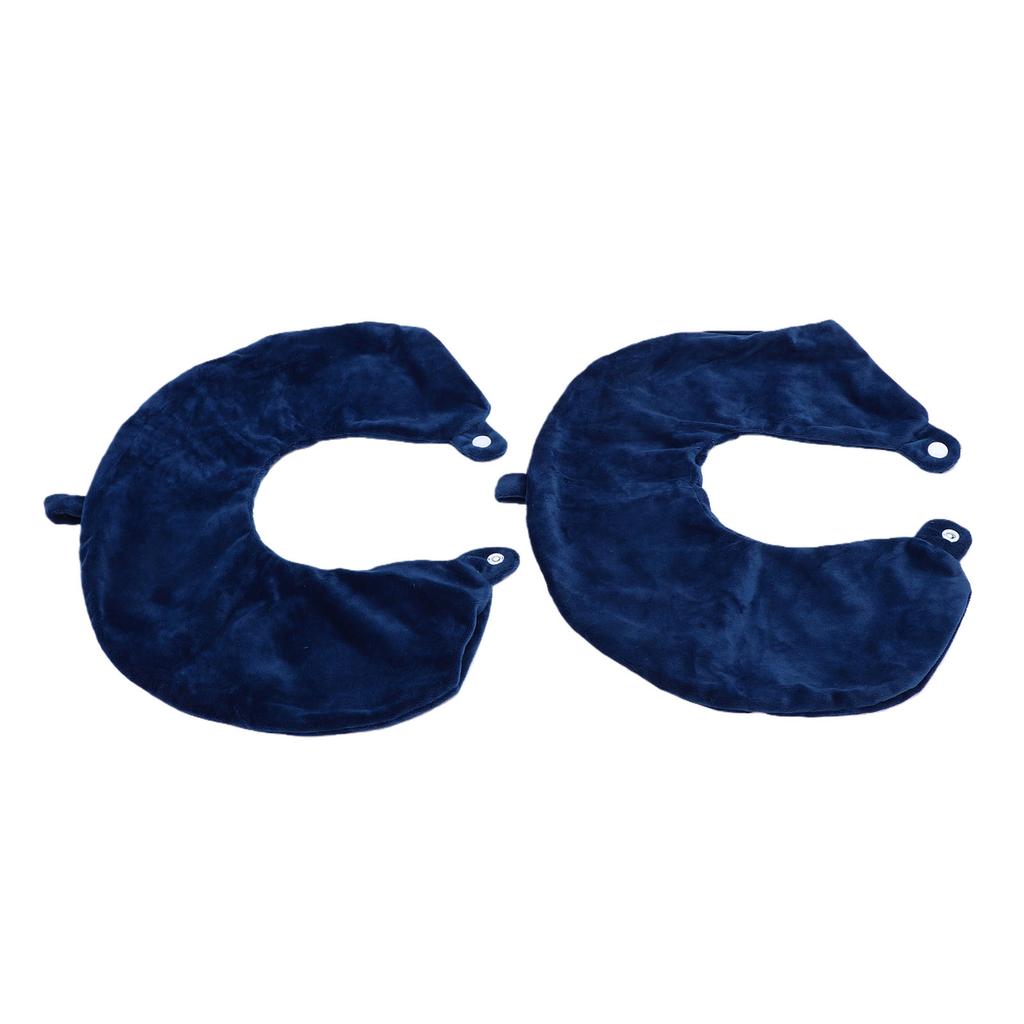 2pcs Navy Blue U Shaped Pillow Cover Travel Replacement Cover Soft Zippered Neck Pillow Case