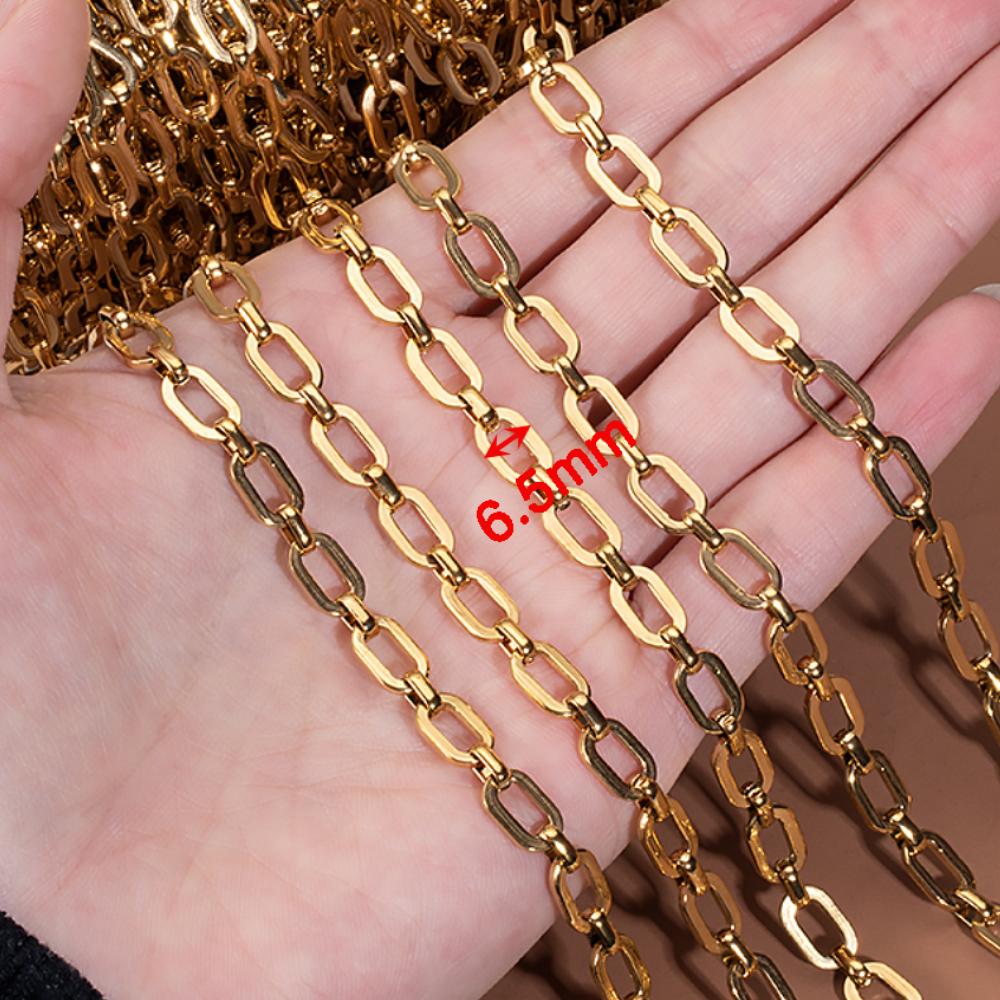 1M Black Plating Stainless Steel Square Rolo Cable Link Chain DIY Men Necklace Bracelet Chains Jewelry Making Supplies No Fade