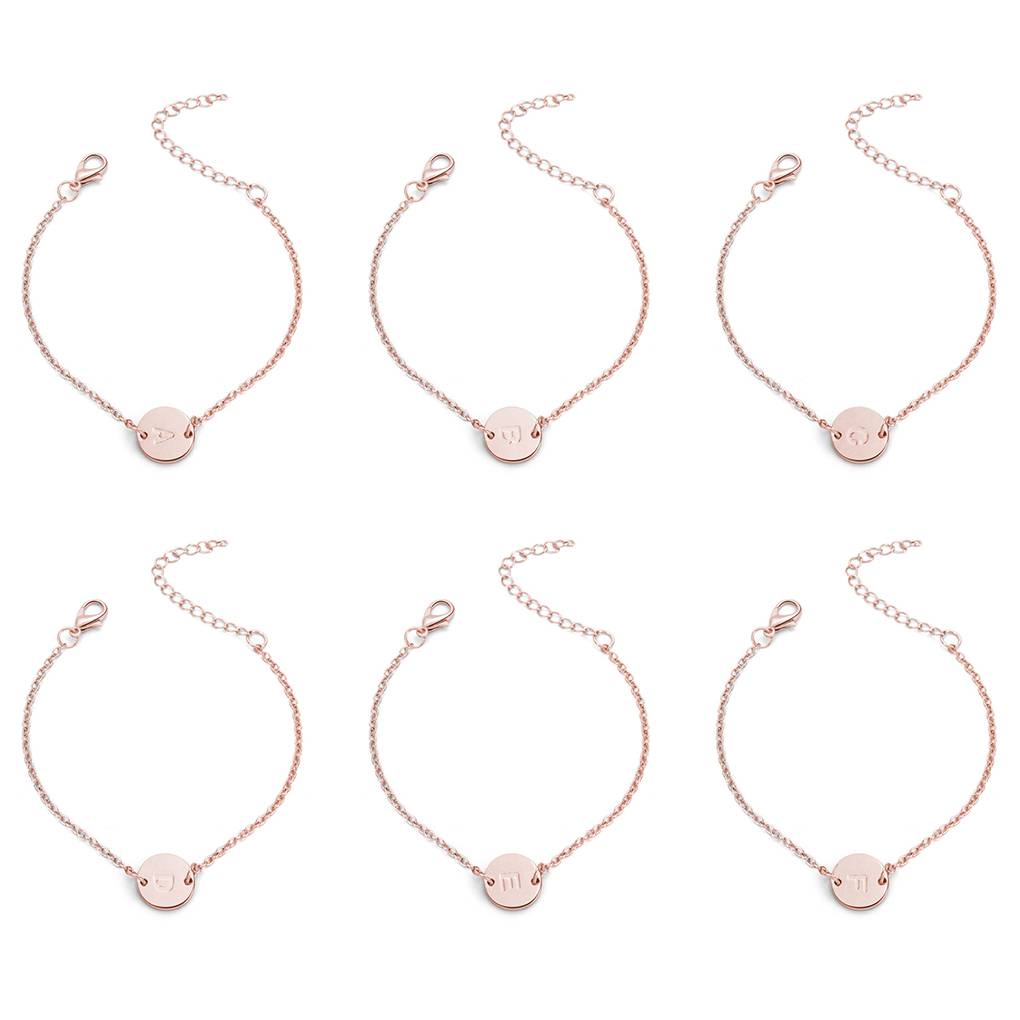 A-Z Chain Alphabet Wristband Bracelet Round Letters Pendant Lady Retro Bangles Girl Women Jewelry