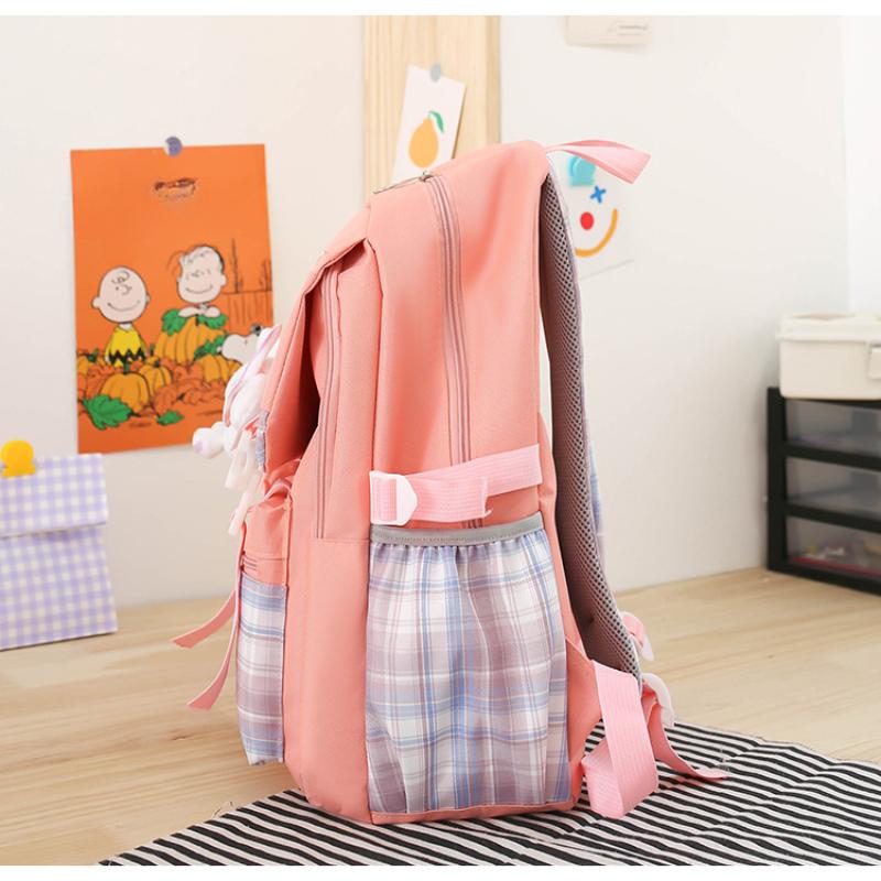 4pcs Elementary School Ultra Light Checkered BackpackWomen's Four Piece Oxford Wear-resistant SetHigh Capacity Backpacks for Middle School Students