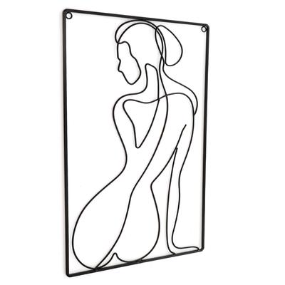 [A3700] - Black 'Arty' Metal Decoration - 45x35 Cm (silhouette Woman)
