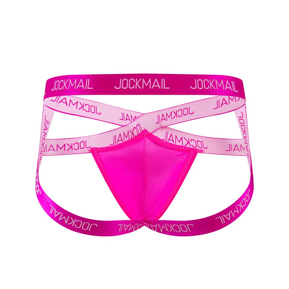 Jockstraps JOCKMAIL Sexy Cross Band mit Gummiband, Buchstabenaufdruck, einfarbig, Eisseide-Stoff, tägliche lässige Low-Rise Herren-Stringunterwäsche