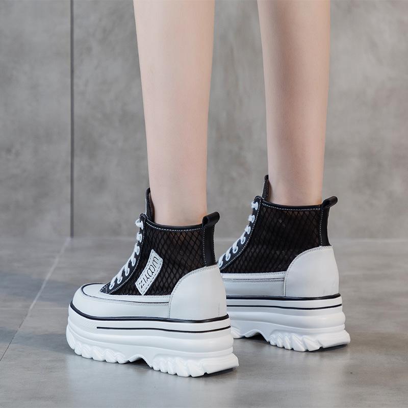 Thick-soled hollow white shoes summer new women's shoes breathable and lightweight casual shoes heightening sports women's shoes