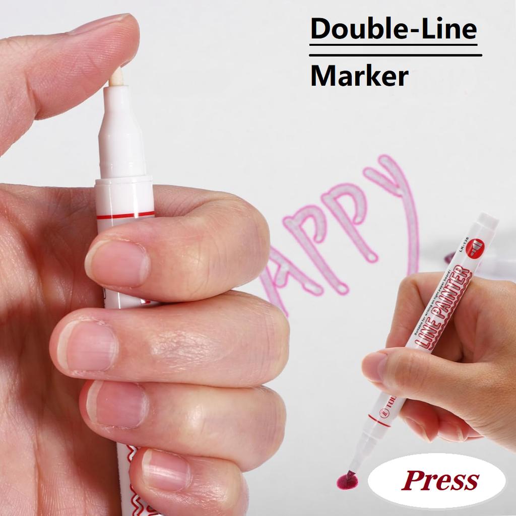 8pcs Shimmer Markers Outline Pens- Self Outline Metallic Markers,Double Line Pen for Art Drawing Greeting Cards Gifts