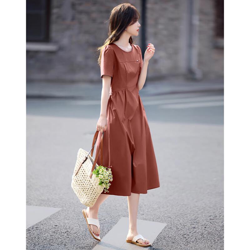 Women's Puff Sleeve Pleated A-Line Midi Dress