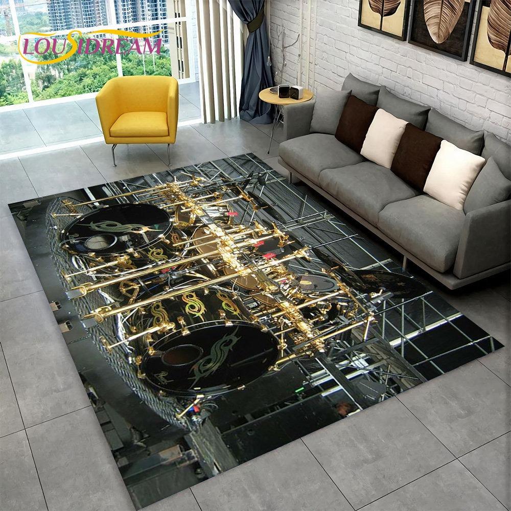 3D Drum Kit Music Instruments Area Large Carpet Rug for Home Living Room Bedroom Doormat DecorArea Rug Carpet Non-slip Floor Mat