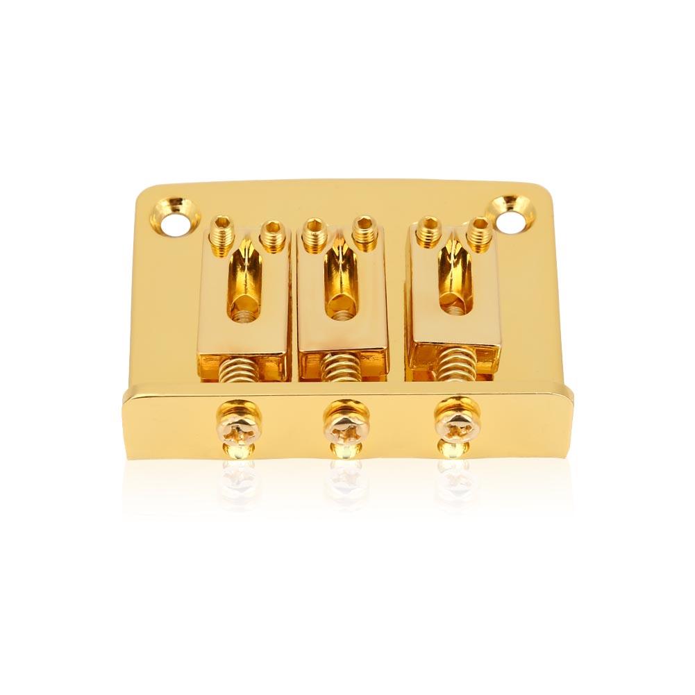 Durable 3 string Fixed Guitar Bridge Replacement Parts for Cigarbox Electric Guitars(Gold)