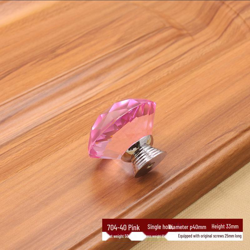 Křišťálová skleněná knoflíková úchytka - 30mm Čirá diamantový design rukojeť