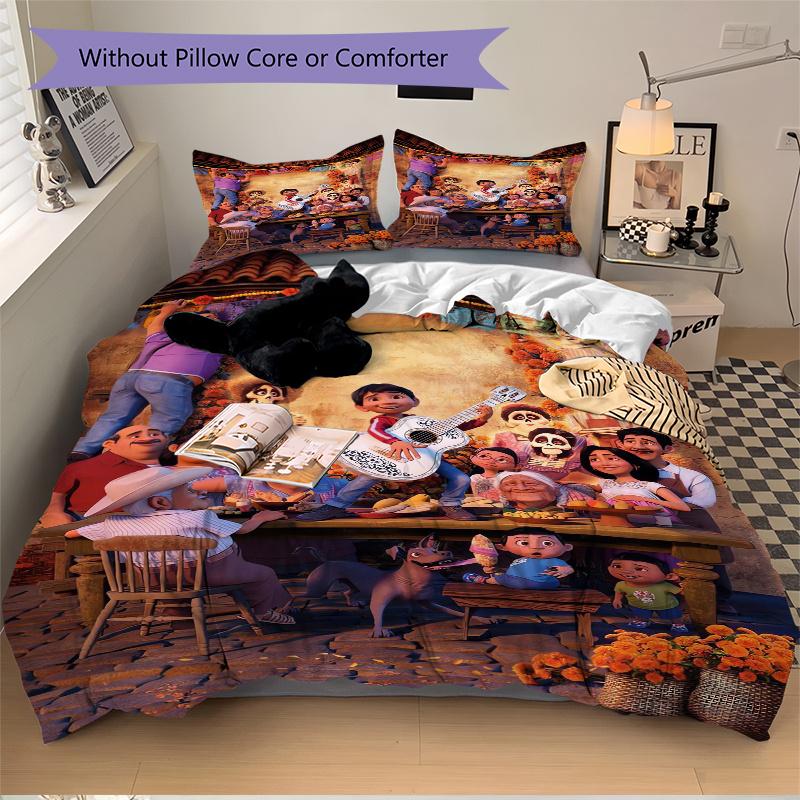 3pcs Disney Coco Printed Bedding Set, Soft and Comfortable Quilt Cover for Bedroom, Guest Room S023