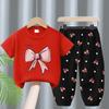 2Pcs/Set Summer Sets Children's Clothing Girls Kids Toddler Clothes Cute Fashion T-shirt Top + Pants Baby Girl Clothes