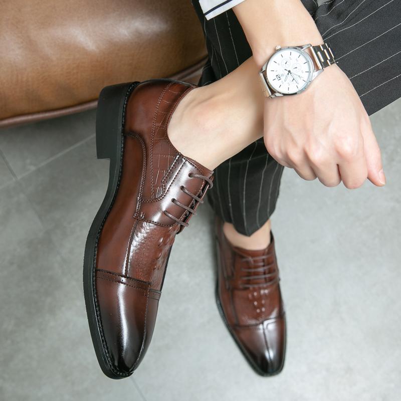 Деловые мужские туфли класса люкс Brogue мужские туфли — фото 4