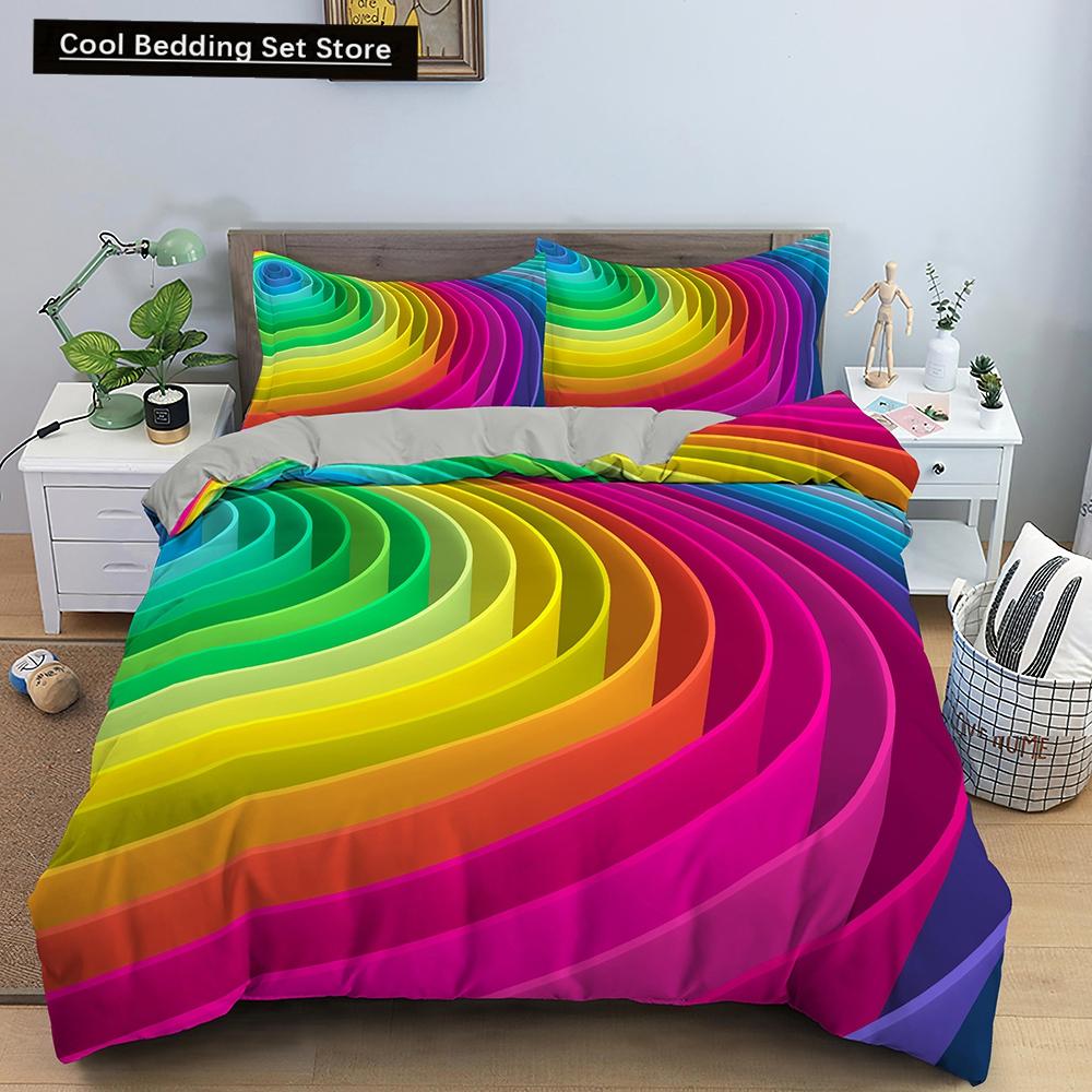 3D Duvet Cover Psychedelic Twin Bedding Set Double Quilt Cover with Zipper Closure 2/3pcs Queen King Polyester Comforter Cover