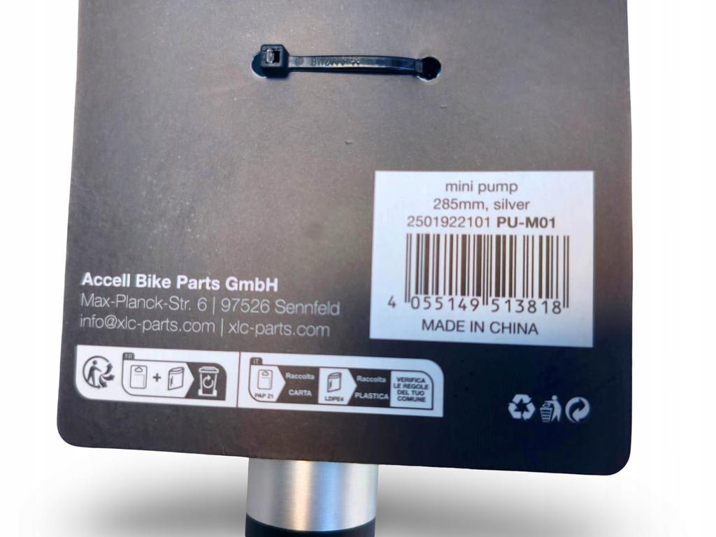 Universal Hand Bicycle Pump Xlc Pu-M01 Silver Mini Compact
