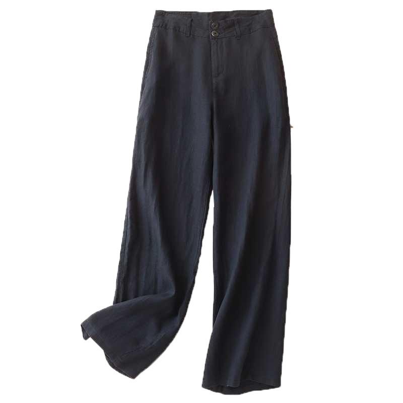 Linen loose wide leg pants for women's casual straight leg pants