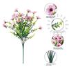 5Pcs Artificial Violet Flower with Green Leaves 7 Fork Fake Silk Flower Stem Home Office Wedding Party Indoor Outdoor Faux Bloom Table Centerpiece