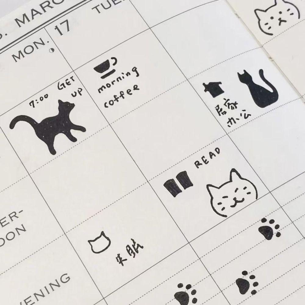 Diary Planning Book Note Cat Template Ruler Cat Pattern Stationery Tool School Office