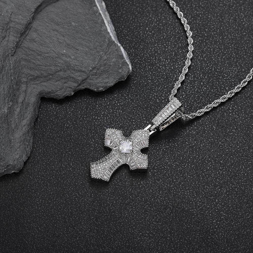 Hip Hop Cross Pendant Zircon Necklace Accessories Popular Personalized Jewelry Men's Pendant