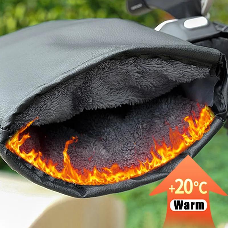 Motorcycle Scooter Thick Warm Handlebar Muff Grip Handle Bar Muff Rainproof Riding Protective Winter Warmer Thermal Cover Gloves