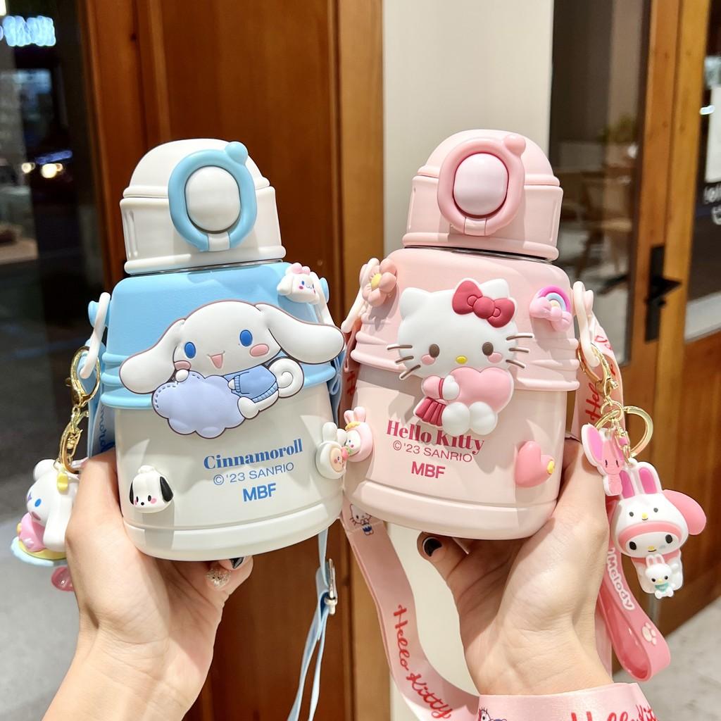 Hello Kitty Geïsoleerde Waterfles voor Kinderen Met Slot En Rietje Voor Schoolgebruik