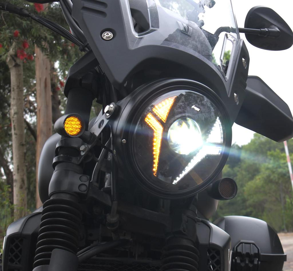 HENGTUAOTO 7 Inch LED Motorcycle Headlight Ultra Distance Auxiliary Spotlight with White DRL Amber Turn Signal Compatible with Street Softail Road