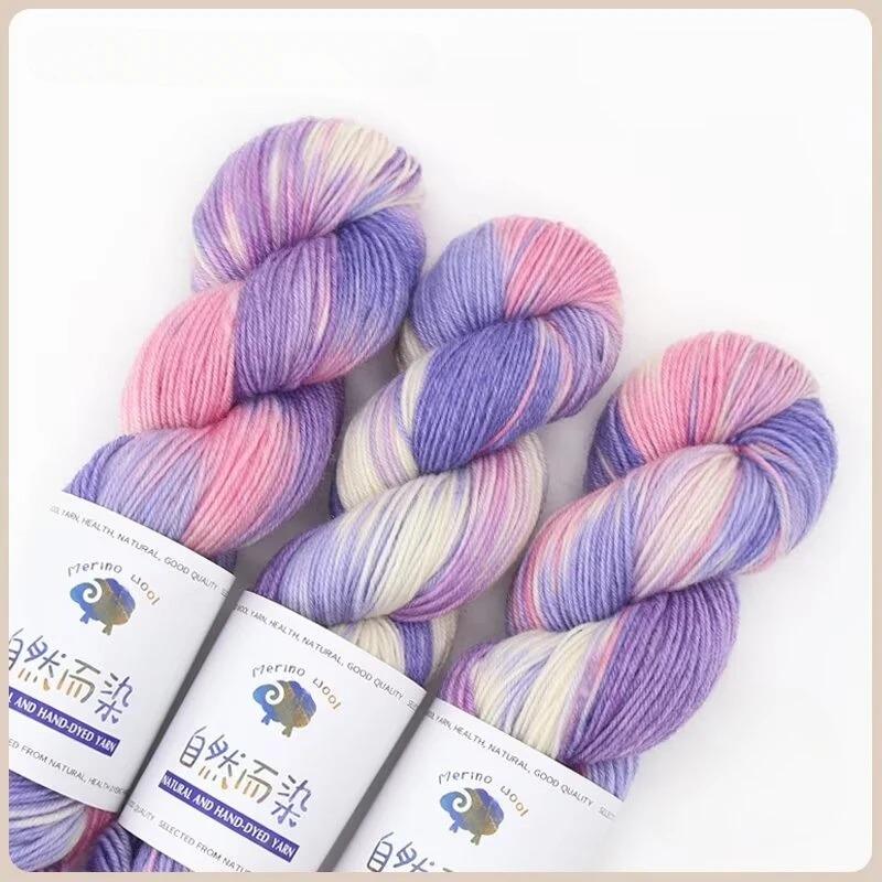 100g 270 Meters Handmade Dyed Wool Yarn for DIY Knitting Crocheting Sweater Scarf Gradient Color Cotton Wool Yarn