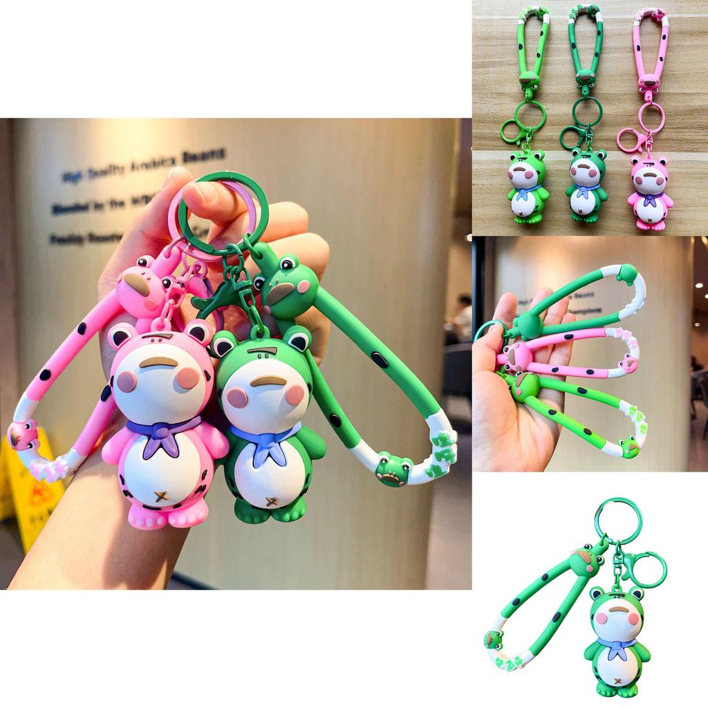 Adorable Cartoon Frog Keychain Silicone Key Accessory For Bags And Cars