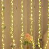 2/3M 20LED Leaf String Lights USB Plug Willow Curtain Lamp Bedroom Decorative Imitation Green Leafy Rattan Copper Wire Light