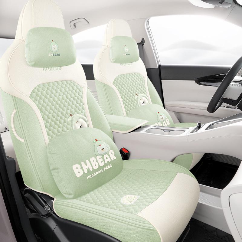 Geely Star Wish Cartoon Linen Seat Covers, Full-Coverage, All-Season Breathable Cushions for UP-Specific Cars