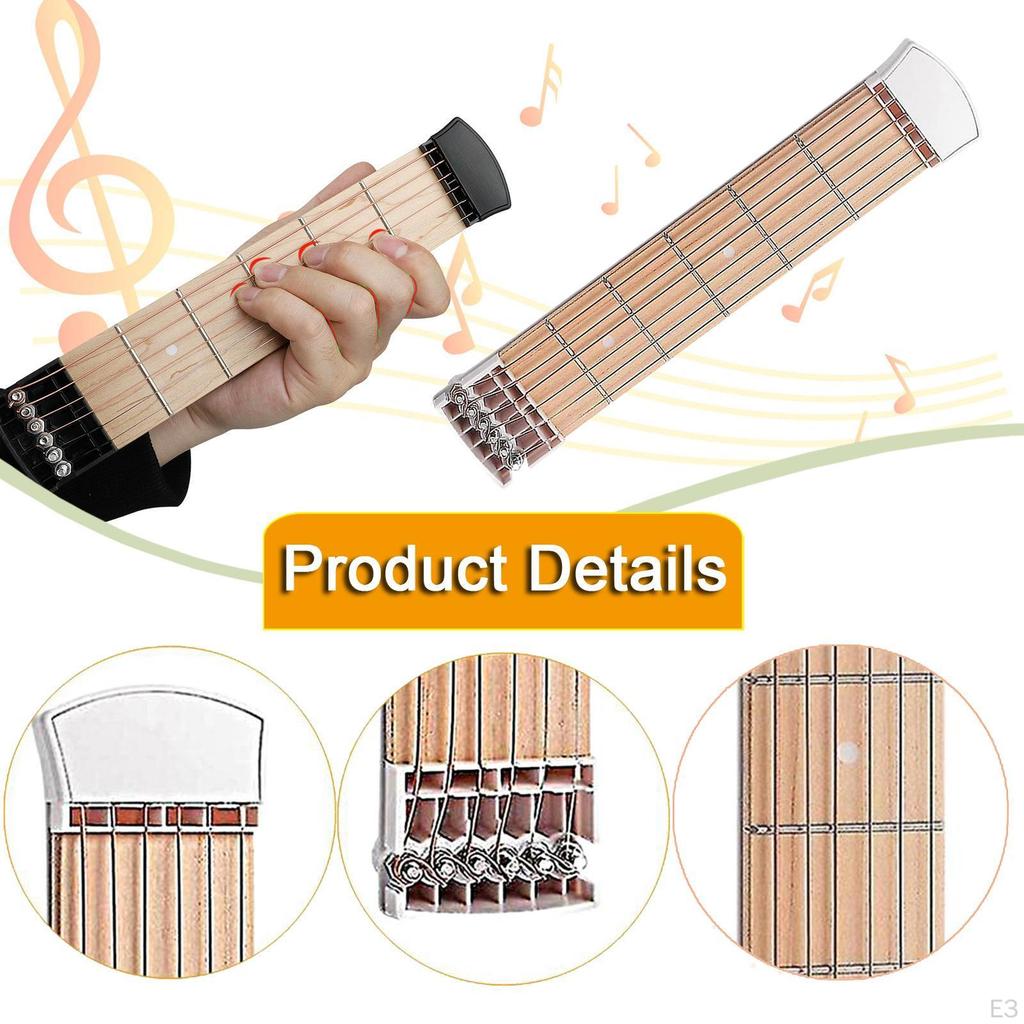 Pocket Guitar Practice Tool Easy To Use with Velvet Pouch for Kids Adults Portable Neck 6