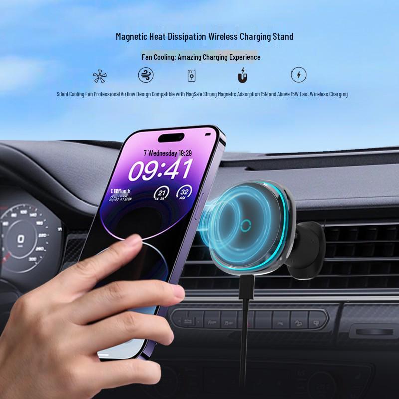 Magnetic Wireless Car Charger & Navigation Air Vent Holder with Ambient Light CT-5-62 Magnetic Wireless Charger чёрный