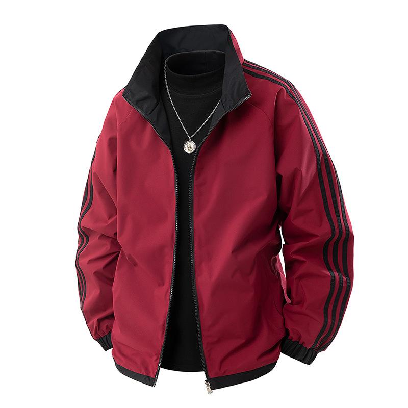 Three-bar Double-sided Jacket Couples Spring Single Jacket Jacket Jacket Men and Women Trench Coat Casual Sportswear