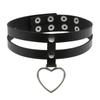 DIEZI Punk Black Lace Leather Choker Torques Necklace For Women Men Harajuku Gothic Sexy Cirle Heart Collar Necklace Jewelry