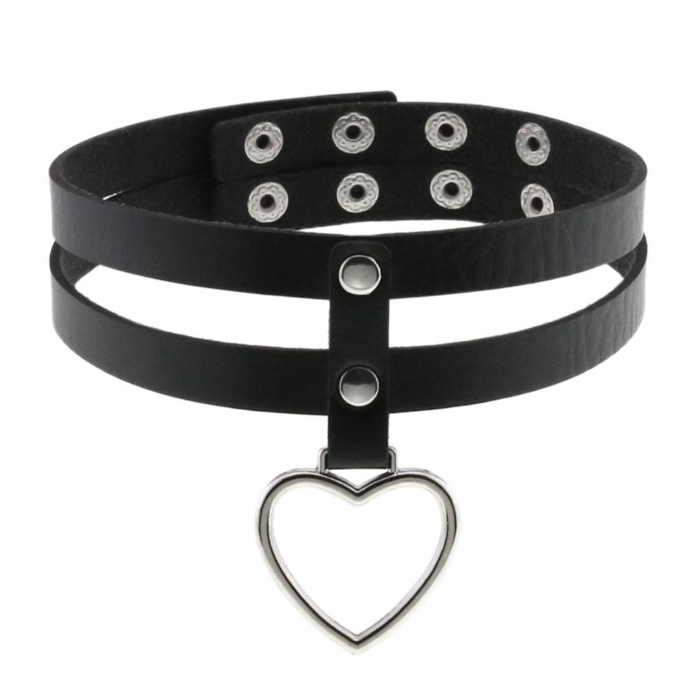 DIEZI Punk Black Lace Leather Choker Torques Necklace For Women Men Harajuku Gothic Sexy Cirle Heart Collar Necklace Jewelry