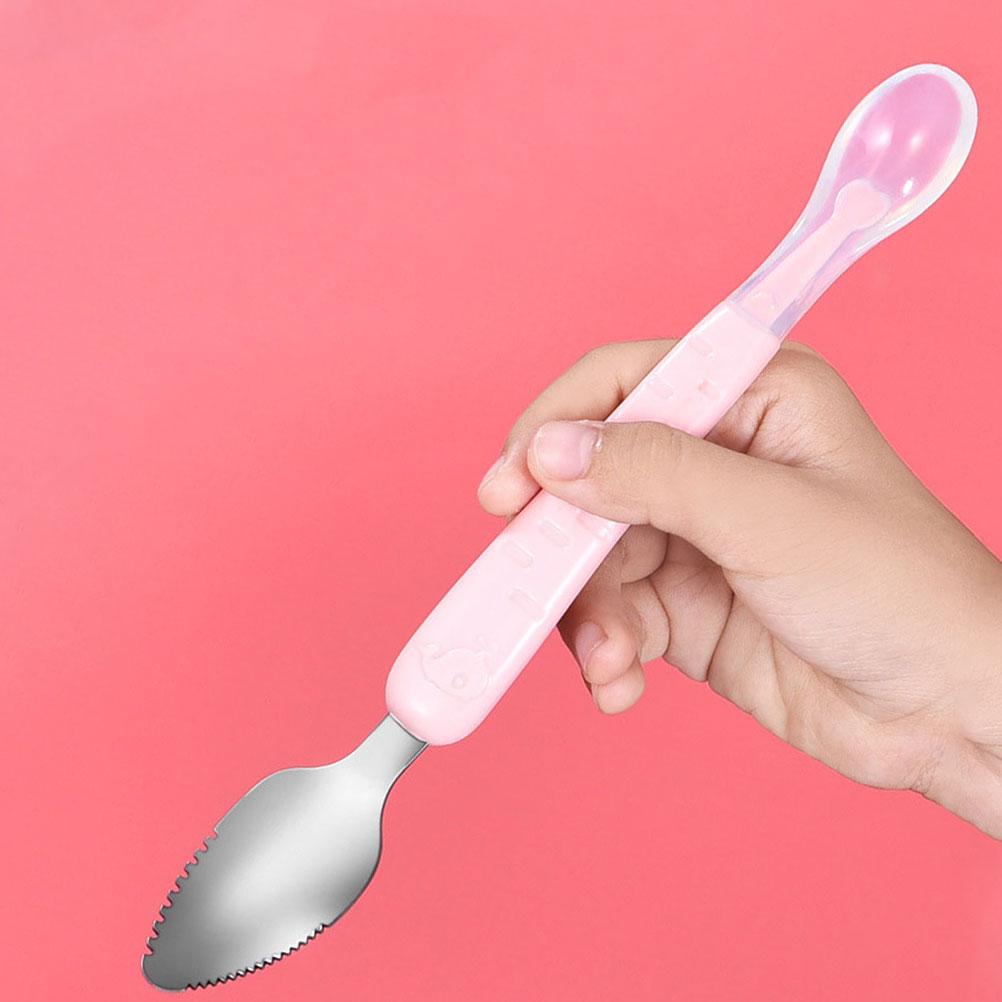 

2 шт. столовые приборы для малышей скребок столовая посуда из нержавеющей стали головка ложки детские мягкие ложки