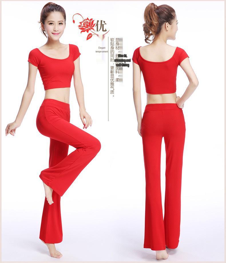 Svarta bomullsbyxor med utsvängda ben för damer, för träning - Klassisk, Folklig, Latin och Square