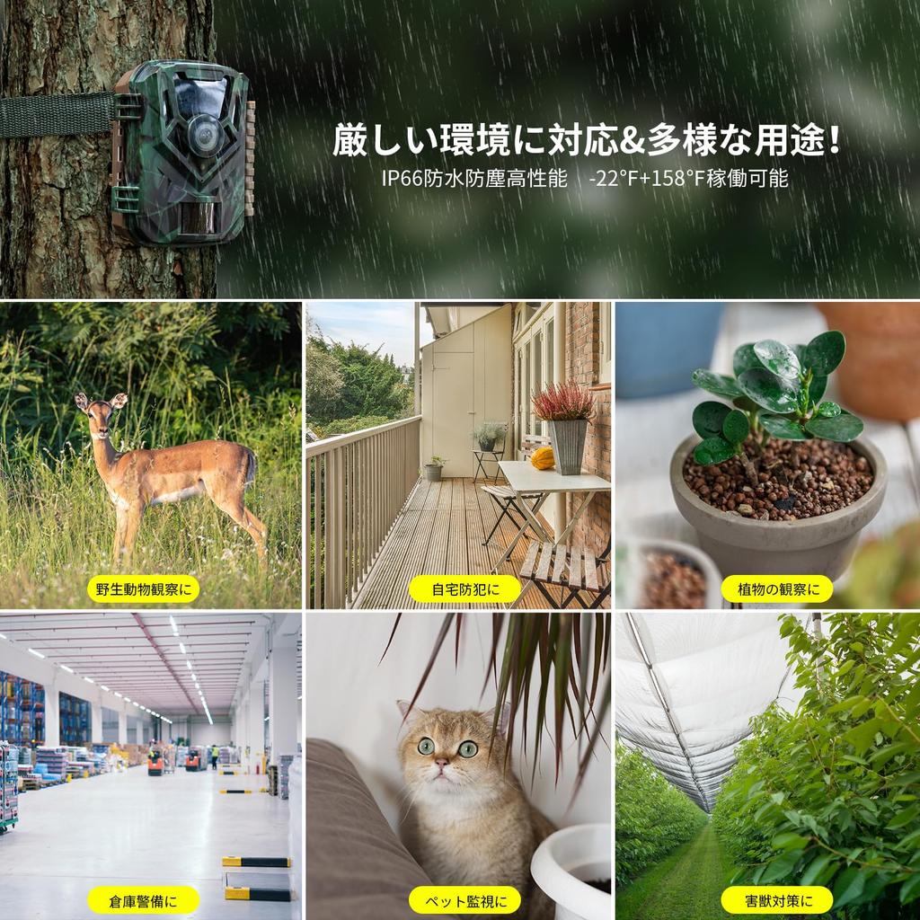 KJK Trail Miniature Security Wildlife Monitoring 36MP Still Battery Night Motion IP66 Waterproof Outdoor Indoor Surveillance 32GB Memory Card Included