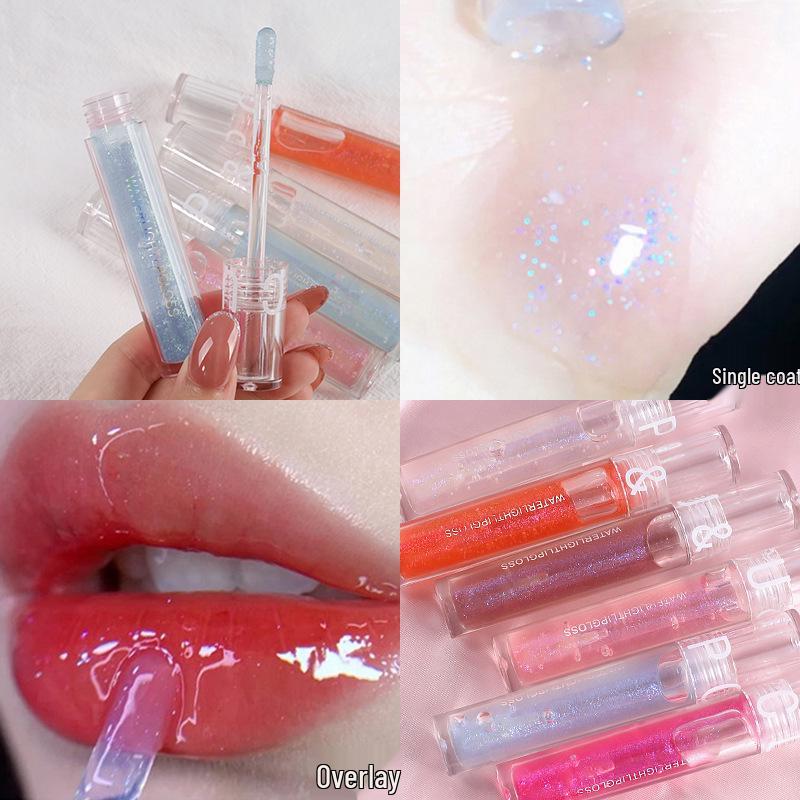 

Прозрачный мерцающий блеск для губ: Увлажняющее, питательное, придающее объем масло для губ с мелким перламутровым шиммером для женщин.