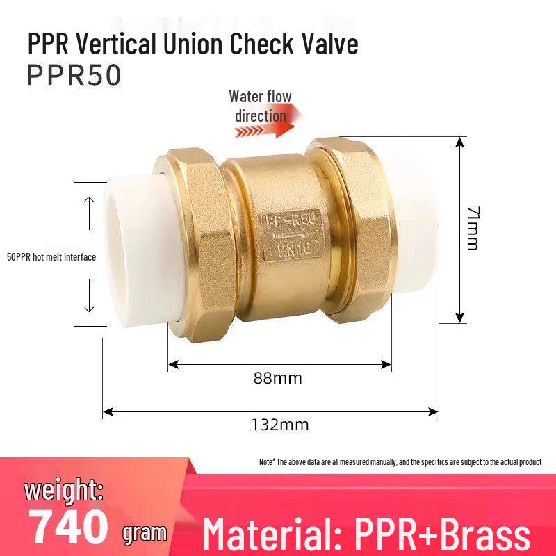 Copper Horizontal Bathroom Double Backflow One-Way Check Valve, Household Water Pipe Fittings, Non-Return Valve, 4/6 inch (DN20/25).