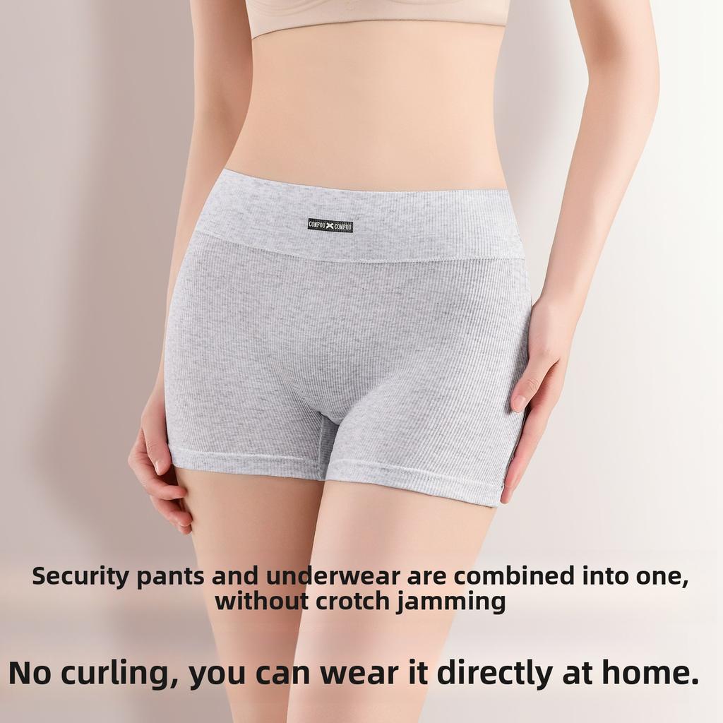 Women's Spring Summer 10A Antibacterial Thread Pure Cotton Anti Tarnished Non Curled High Waist Flat Angle Briefs
