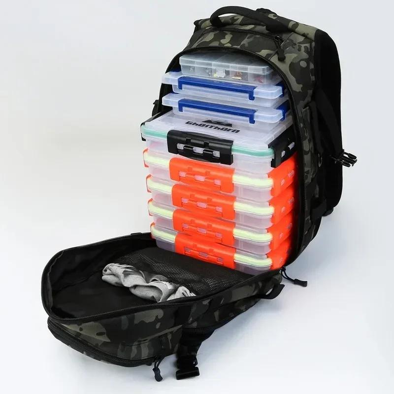 Outdoor Fishing Shoulder Bags Men Fishing Lure Rod Box Bag Camping Climbing Backpack Hunting Multi-Function Tactical Men Bags