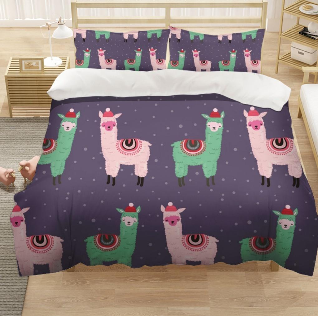 

Cartoon Alpaca Down Quilt Cover Large Size Cute Pet Animal Bedding Set Fashion Animal Quilt Cover For Boys Girls Teenagers 3 Pcs EU Single(135x200cm)