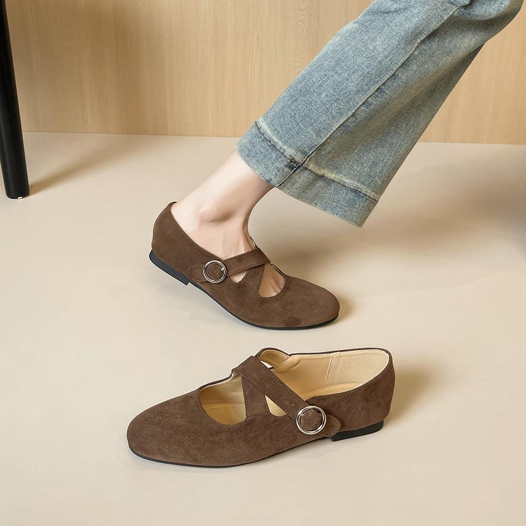 Weiwei Girl 9577-1 French Cross Buckle Mary Jane Shoes Women's 2025 New Ballet Flat Shoes