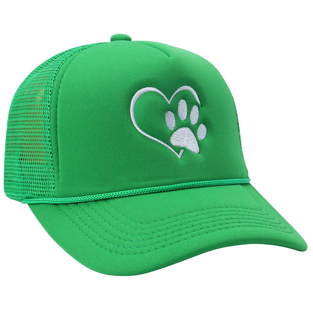 Fashion Love Dog Paw Embroidery Baseball Cap Men And Women Summer Breathable Mesh Sunshade Trucker Hat For Outdoor Travel