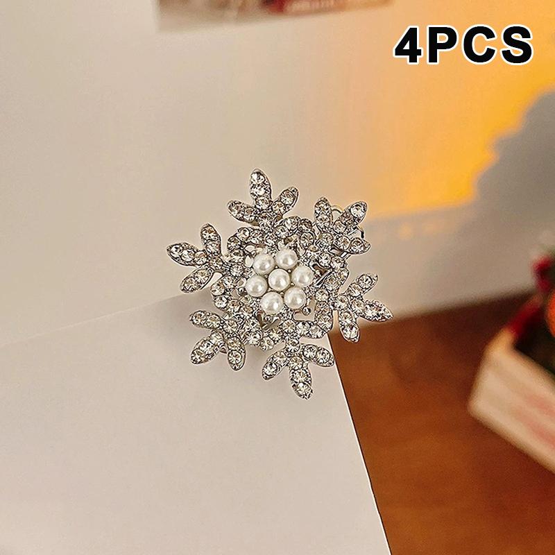

4 шт. Серебристые заколки для волос в виде снежинок для женщин и девочек, милые заколки-невидимки для волос с блестящими краями, рождественские головные уборы, украшения A2