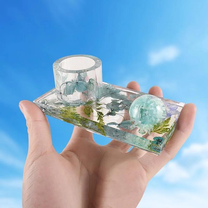 Silicone Mold for DIY Incense Insert Tray Candlestick Concrete Cement Mould Match Holder Plaster Resin Molds Supplies