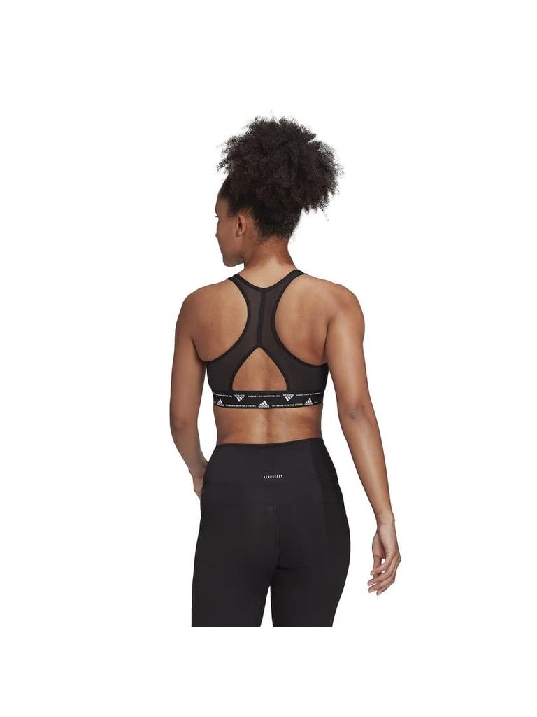 Adidas Powerreact Training Medium Support Three Stripes Bra BW237 Sports Bra Black Women's (HC7489) OT-B (AA-Bcup)