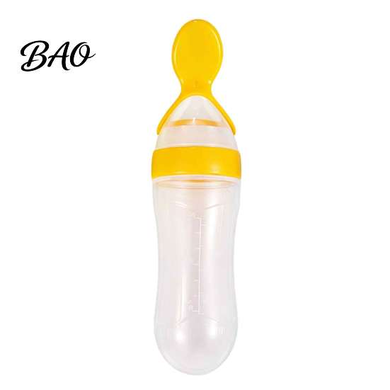 Baby Shower Gift for Newborns Silicone Squeeze Spoon, Single-handed Rice Cereal Bottle with Portable Feeding Utensils Flow Control, Easy Clean