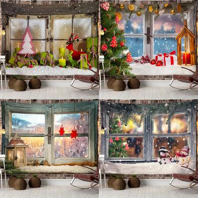 Christmas Window Scenery Tapestry Bedroom Living Room Home Wall Decoration