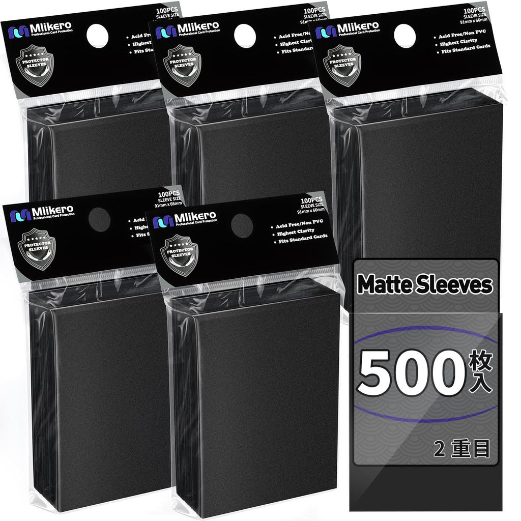 Mlikero Card 500 Matte 66 X Fits Standard TCG Cards Sleeves, Sleeves, Finish, 91mm, (Black)