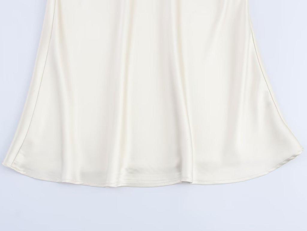 2025 Spring European & American Style Women's Slimming Silk Satin Midi Dress